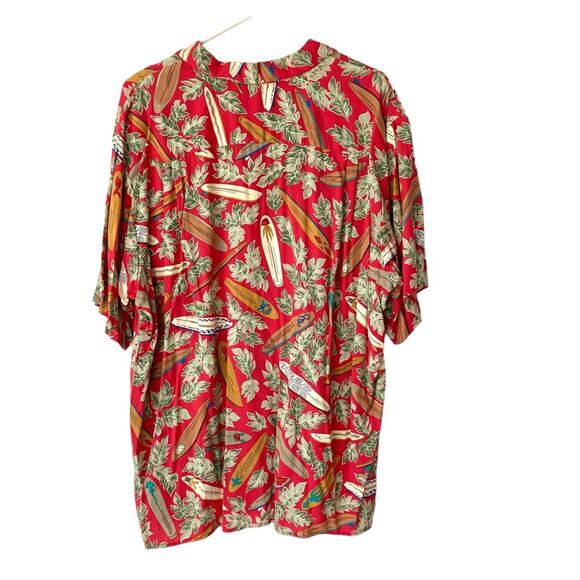 Detrich Varaz Reyn Spooner Vintage Surfboard Hawaiian 80s Button Down Red Shirt - Picture 5 of 7